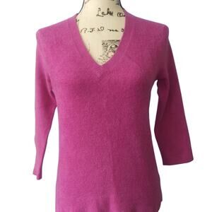 Taylor Marcus V-Neck Micro Chenille Pullover Sweater 3/4 Sleeve Size Small